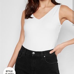 Express Fitted White Tank Top